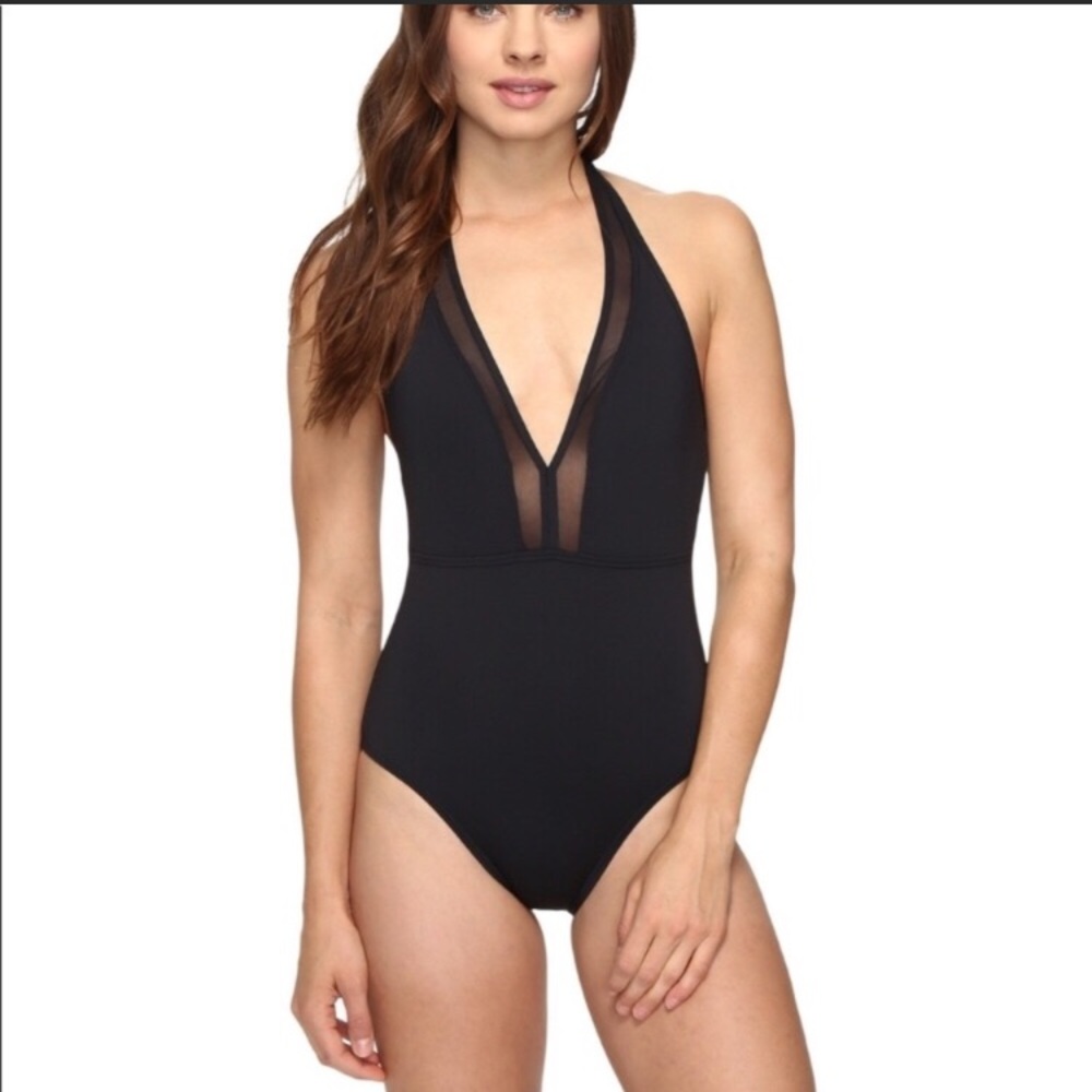 Tommy Bahama Mesh Plunge Halter swimsuit